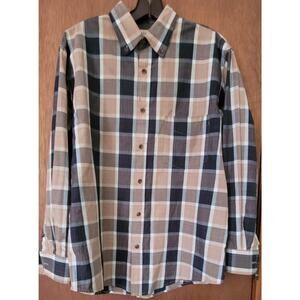 Haggar Mens Long Sleeve Plaid Woven Button Down Shirt Cotton Blend Size S